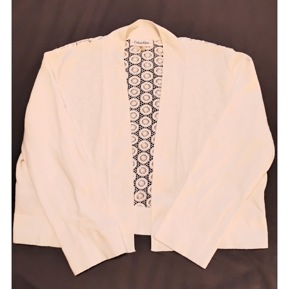Whimsygoth White Crochet Lace Open Front Cardigan balletcore light academia